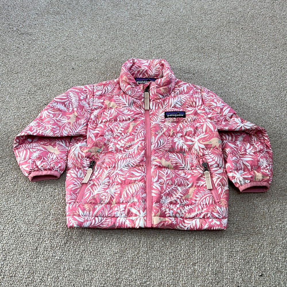 Patagonia pink light puffer jacket 6-12months